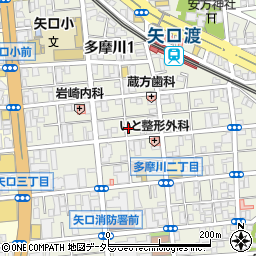 東京都大田区多摩川1丁目25周辺の地図