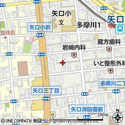 東京都大田区多摩川1丁目23周辺の地図