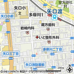 東京都大田区多摩川1丁目25-3周辺の地図