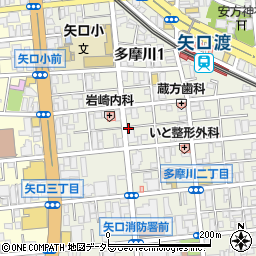 東京都大田区多摩川1丁目周辺の地図