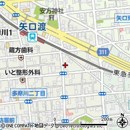 東京都大田区多摩川1丁目27-16周辺の地図