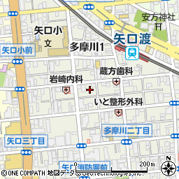 東京都大田区多摩川1丁目24-3周辺の地図