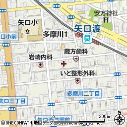 東京都大田区多摩川1丁目24周辺の地図