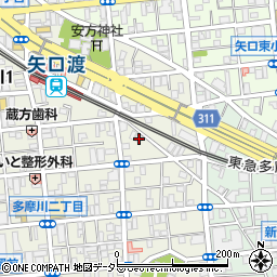 東京都大田区多摩川1丁目27-4周辺の地図