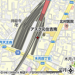 神奈川県川崎市中原区木月周辺の地図