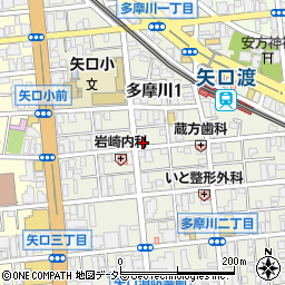 東京都大田区多摩川1丁目21-19周辺の地図