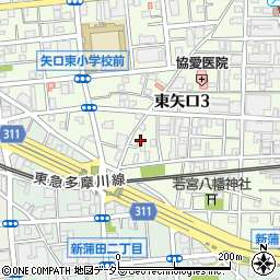 東京都大田区東矢口3丁目23周辺の地図