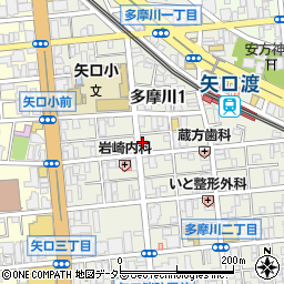 東京都大田区多摩川1丁目21-20周辺の地図