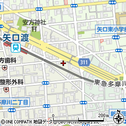 東京都大田区多摩川1丁目1-4周辺の地図