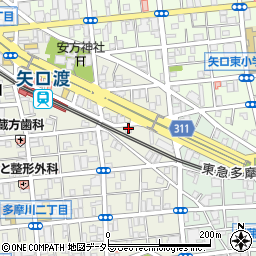 東京都大田区多摩川1丁目1-2周辺の地図