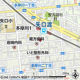 東京都大田区多摩川1丁目20-10周辺の地図