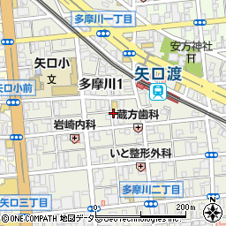 東京都大田区多摩川1丁目21周辺の地図
