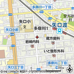 東京都大田区多摩川1丁目21-22周辺の地図