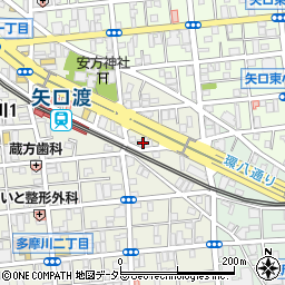 東京都大田区多摩川1丁目2周辺の地図