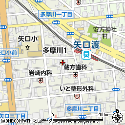 東京都大田区多摩川1丁目21-5周辺の地図
