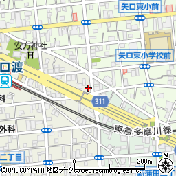 東京都大田区多摩川1丁目2-12周辺の地図
