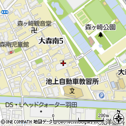 東京都大田区大森南5丁目周辺の地図
