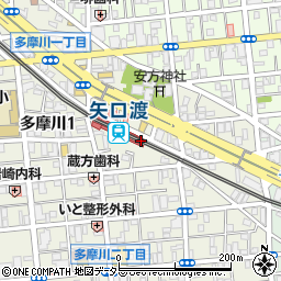 東京都大田区多摩川1丁目20周辺の地図
