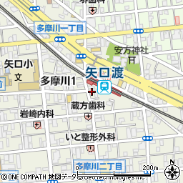 東京都大田区多摩川1丁目20-13周辺の地図