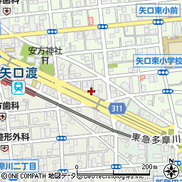 東京都大田区多摩川1丁目2-15周辺の地図