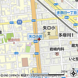 東京都大田区多摩川1丁目18-26周辺の地図