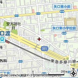 東京都大田区多摩川1丁目2-11周辺の地図