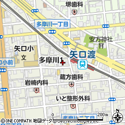 東京都大田区多摩川1丁目19-4周辺の地図