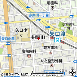 東京都大田区多摩川1丁目19-7周辺の地図