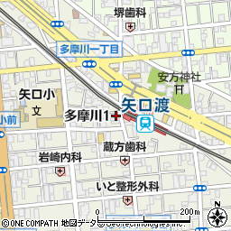 三菱ＵＦＪ銀行矢口渡駅前 ＡＴＭ周辺の地図