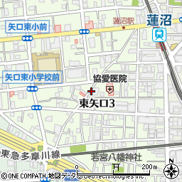 東京都大田区東矢口3丁目周辺の地図