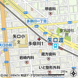 東京都大田区多摩川1丁目19-6周辺の地図