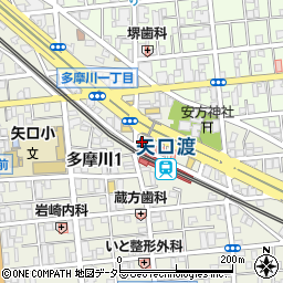 東京都大田区多摩川1丁目6-20周辺の地図