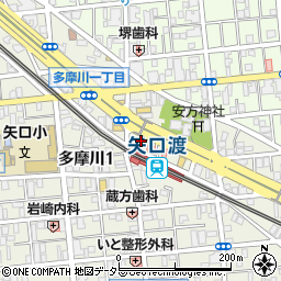 東京都大田区多摩川1丁目6周辺の地図