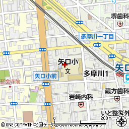 東京都大田区多摩川1丁目18周辺の地図