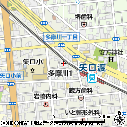 東京都大田区多摩川1丁目19周辺の地図