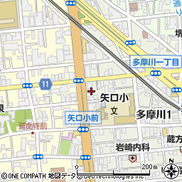 東京都大田区多摩川1丁目18-33周辺の地図