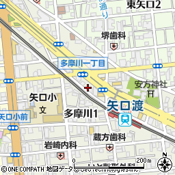 東京都大田区多摩川1丁目7周辺の地図
