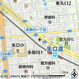 東京都大田区多摩川1丁目7-17周辺の地図