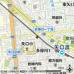 東京都大田区多摩川1丁目19-17周辺の地図