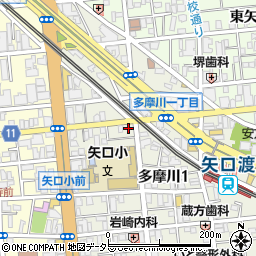 東京都大田区多摩川1丁目18-8周辺の地図