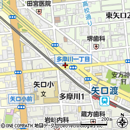 東京都大田区多摩川1丁目9周辺の地図