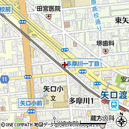 東京都大田区多摩川1丁目11-12周辺の地図