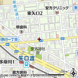 東京新聞　矢口専売所周辺の地図