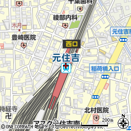 神奈川県川崎市中原区周辺の地図