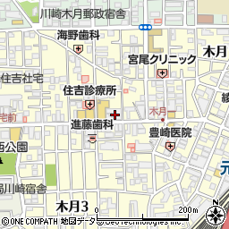 松屋元住吉店周辺の地図