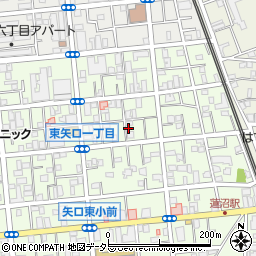 東京都大田区東矢口1丁目周辺の地図
