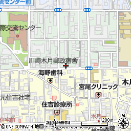 神奈川県川崎市中原区木月祗園町7-13周辺の地図