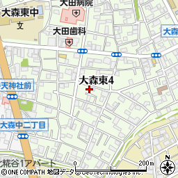 東京都大田区大森東4丁目周辺の地図