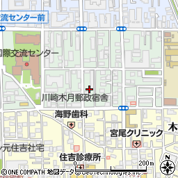 神奈川県川崎市中原区木月祗園町7周辺の地図