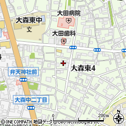 東京都大田区大森東4丁目21周辺の地図